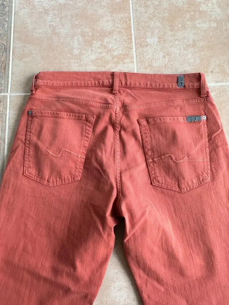 7 for‎ all mankind jeans slimmy straight orange terracotta Men size 34 x 29.5